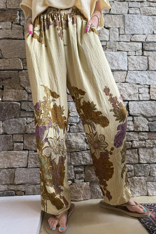 Lotus Oriental Wide Leg Pant Cedar